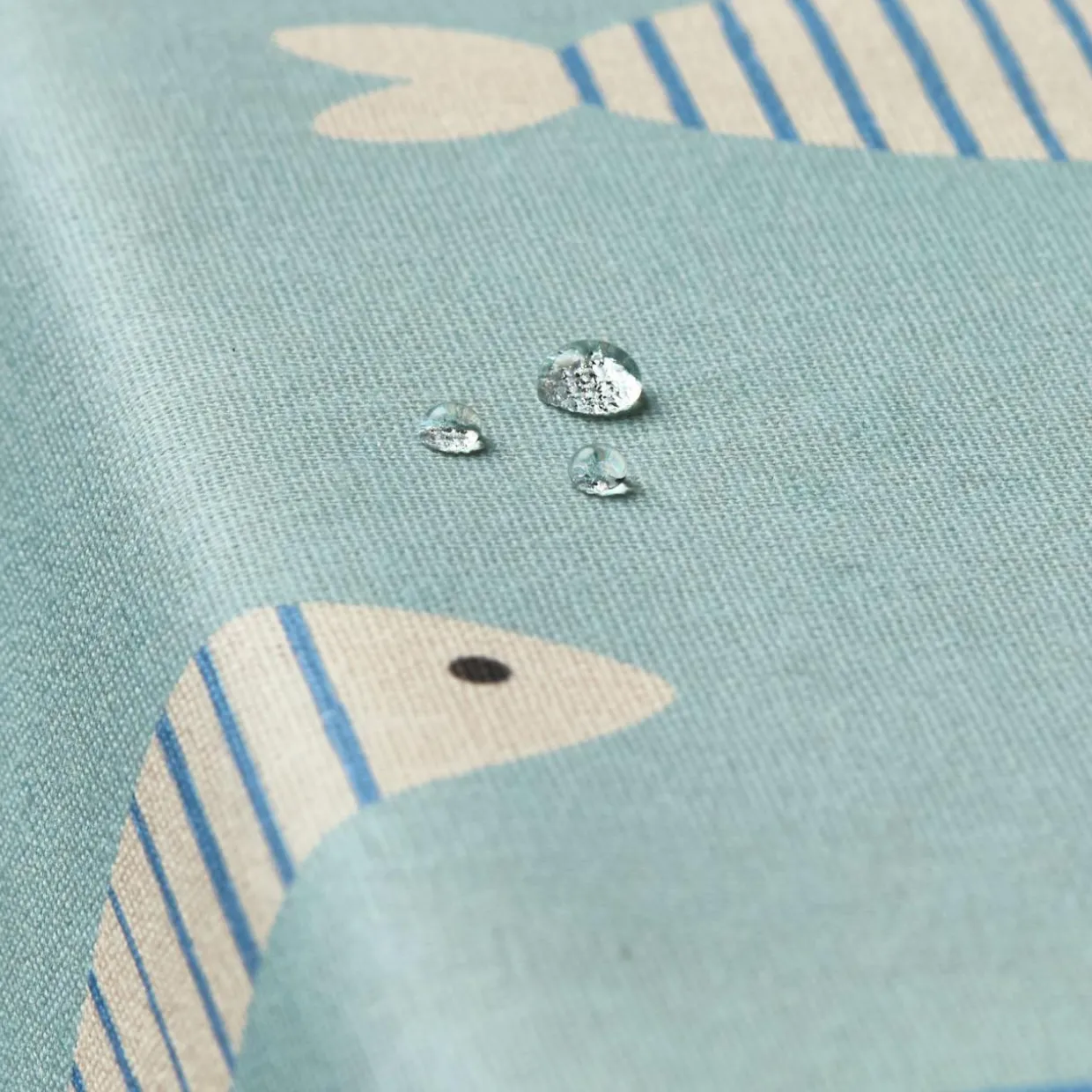 Nappe rectangulaire coton enduit (150 x 250 cm) Fish Bleue