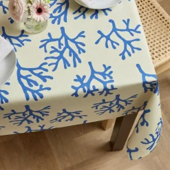 Nappe rectangulaire coton enduit (150 x 350 cm) Moorea Bleue