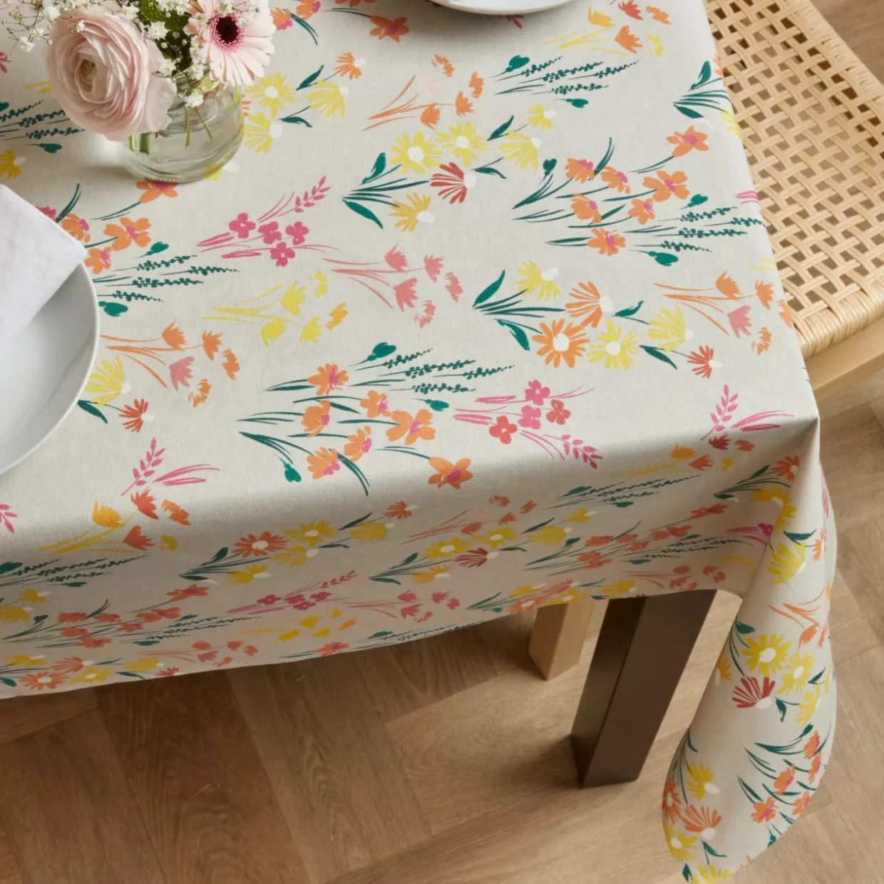 Nappe rectangulaire coton enduit (150 x 250 cm) Juliette Beige