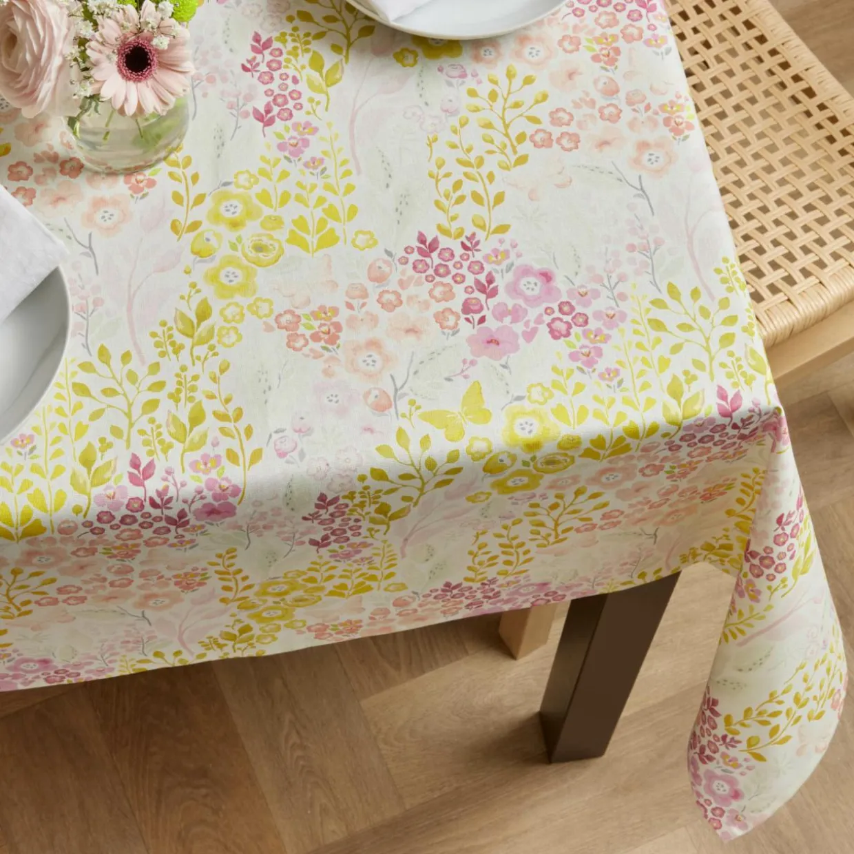 Nappe rectangulaire coton enduit (150 x 250 cm) Paquerettes Multicolore