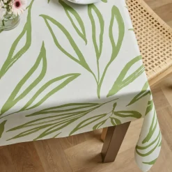 Nappe rectangulaire coton enduit (150 x 250 cm) Galice Vert eucalyptus