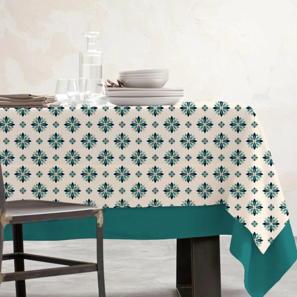 Nappe rectangulaire coton enduit (150 x 250 cm) Porto Multicolore