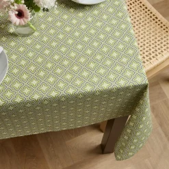 Nappe rectangulaire coton enduit (150 x 350 cm) Gloria Verte