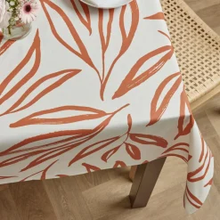 Nappe rectangulaire coton enduit (150 x 350 cm) Galice Terracotta
