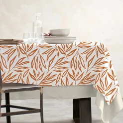 Nappe rectangulaire coton enduit (150 x 350 cm) Galice Terracotta