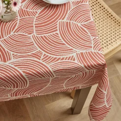 Nappe rectangulaire coton enduit (150 x 350 cm) Sarah Terracotta