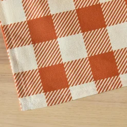 Nappe rectangulaire coton enduit (150 x 250 cm) Vichy Terracotta