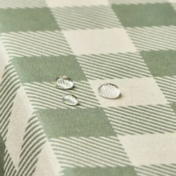 Nappe rectangulaire coton enduit (150 x 350 cm) Vichy Vert sauge