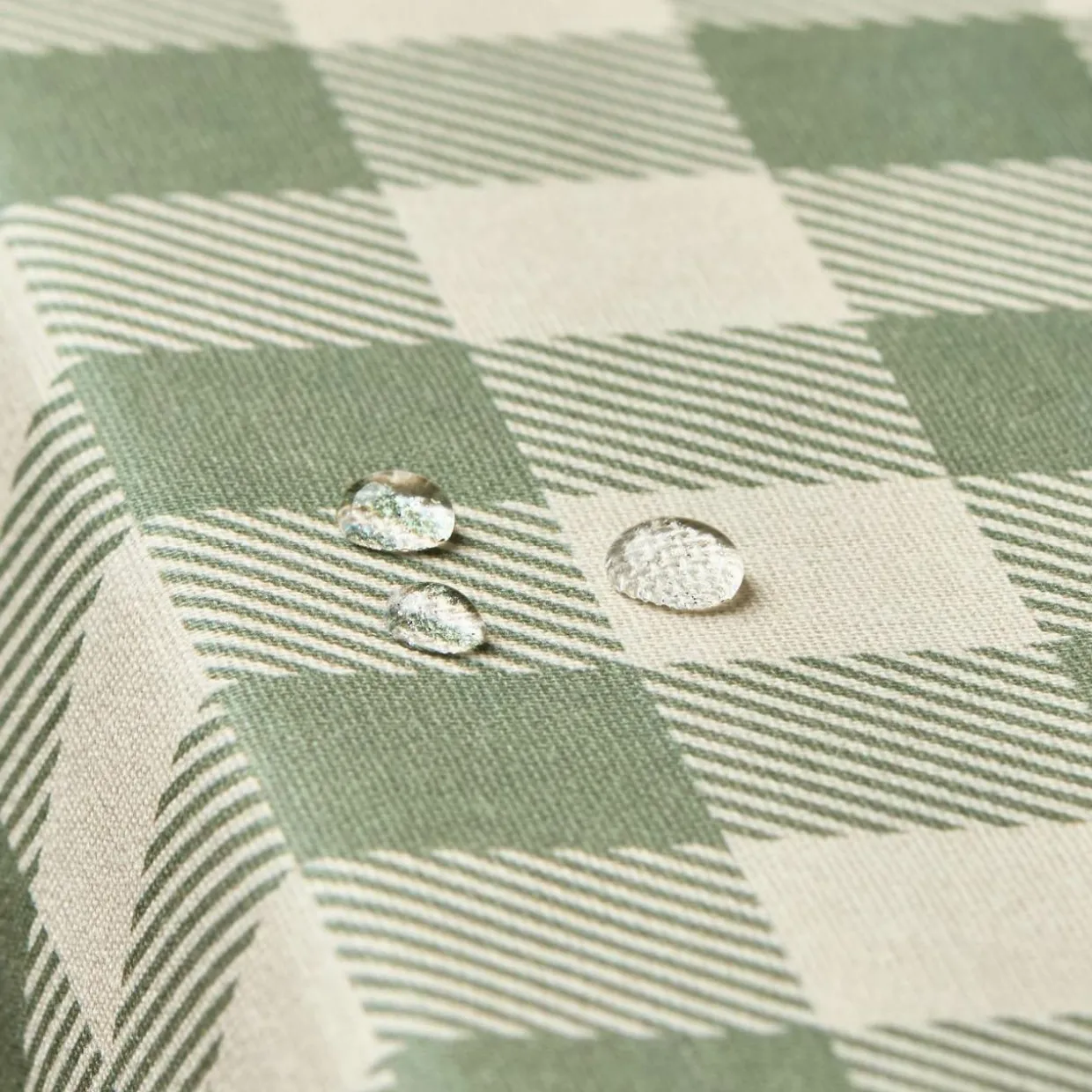 Nappe rectangulaire coton enduit (150 x 350 cm) Vichy Vert sauge