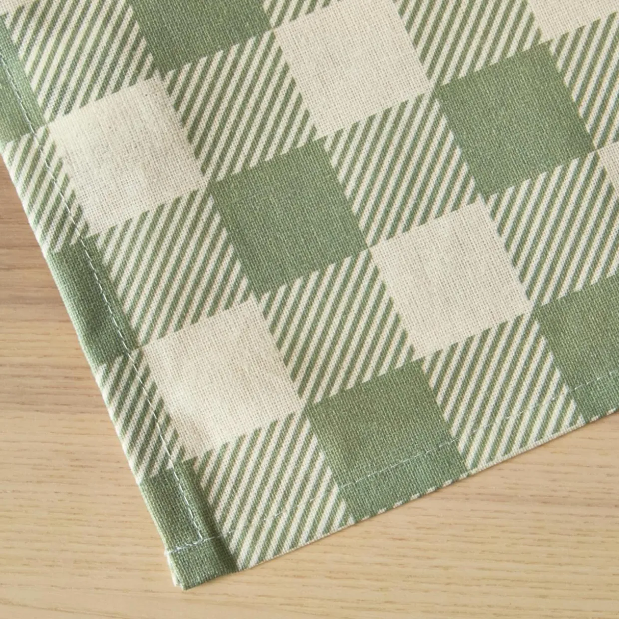 Nappe rectangulaire coton enduit (150 x 350 cm) Vichy Vert sauge