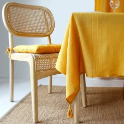 Nappe rectangulaire coton recyclé (140 x 240 cm) Bombay Jaune moutarde