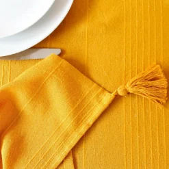 Nappe rectangulaire coton recyclé (140 x 240 cm) Bombay Jaune moutarde