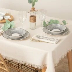 Nappe rectangulaire coton (150 x 250 cm) Maha Blanche