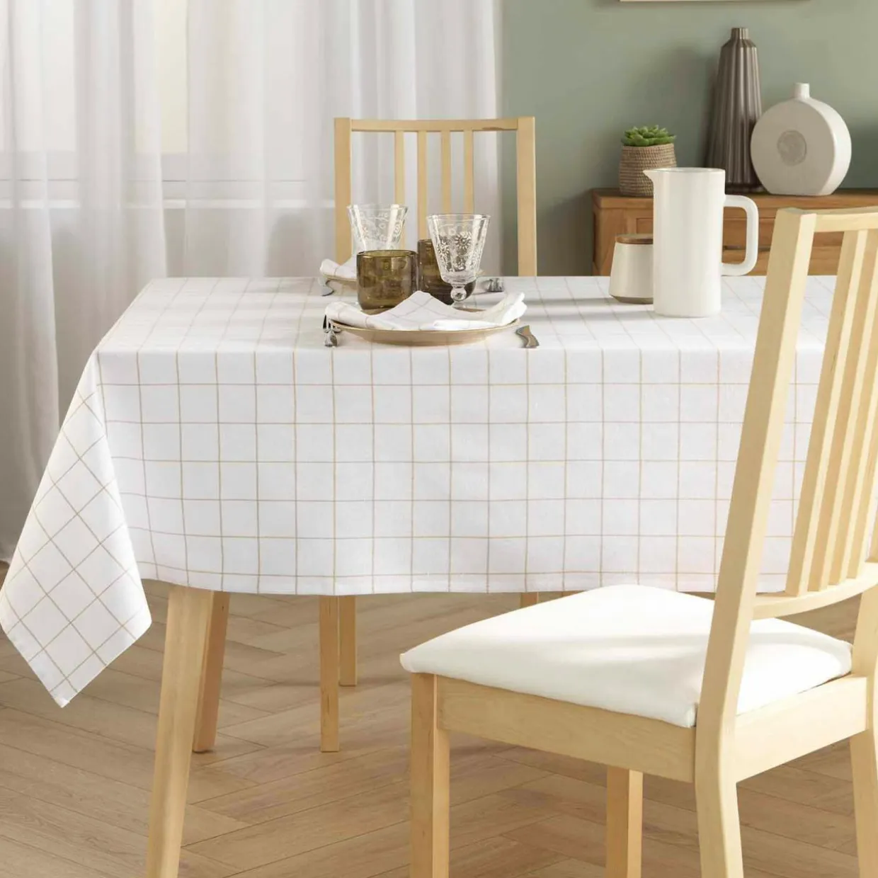 Nappe rectangulaire coton (140 x 240 cm) Axel Blanche
