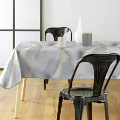 Nappe rectangulaire enduite PVC (140 x 240 cm) Marbrelle Grise