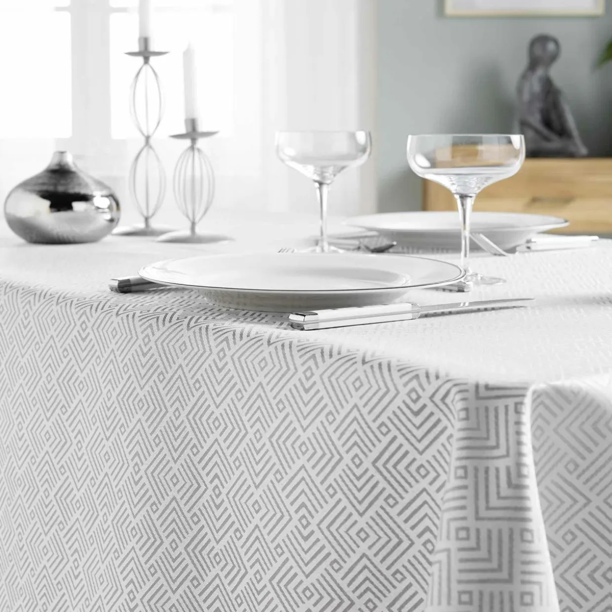 Nappe rectangulaire enduite (140 x 250 cm) Azuline Grise