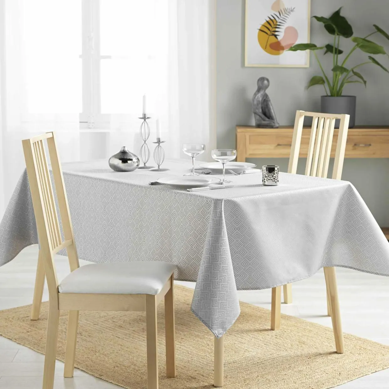 Nappe rectangulaire enduite (140 x 250 cm) Azuline Grise