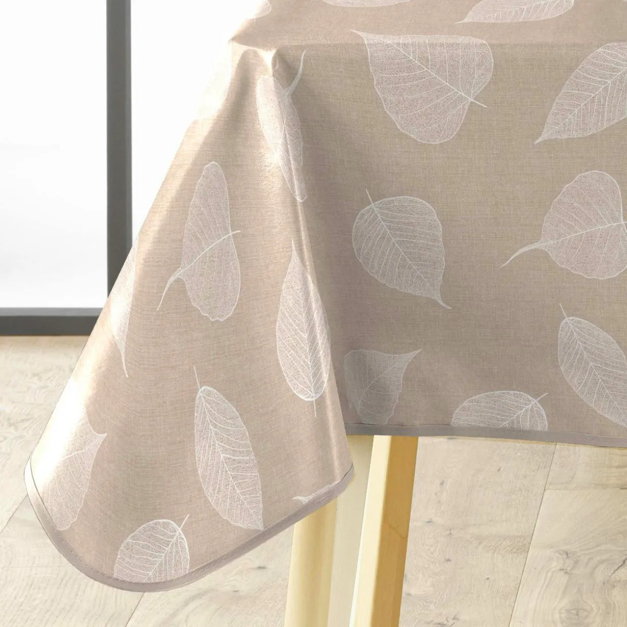 Nappe rectangulaire enduite PVC (140 x 240 cm) Feuillys Blanche