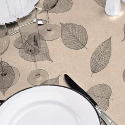 Nappe rectangulaire enduite PVC (140 x 240 cm) Feuillys Beige