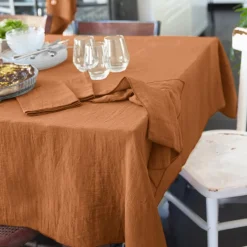 Nappe rectangulaire gaze de coton (150 x 350 cm) Gaïa Abricot