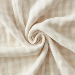 Nappe rectangulaire gaze de coton (150 x 350 cm) Gaïa vichy Beige