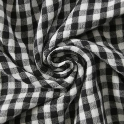 Nappe rectangulaire gaze de coton (150 x 350 cm) Gaïa vichy Noire