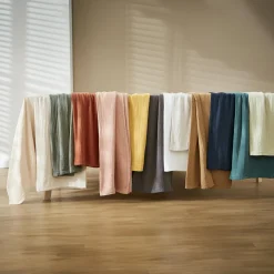 Nappe rectangulaire gaze de coton (150 x 350 cm) Gaïa Vert romarin