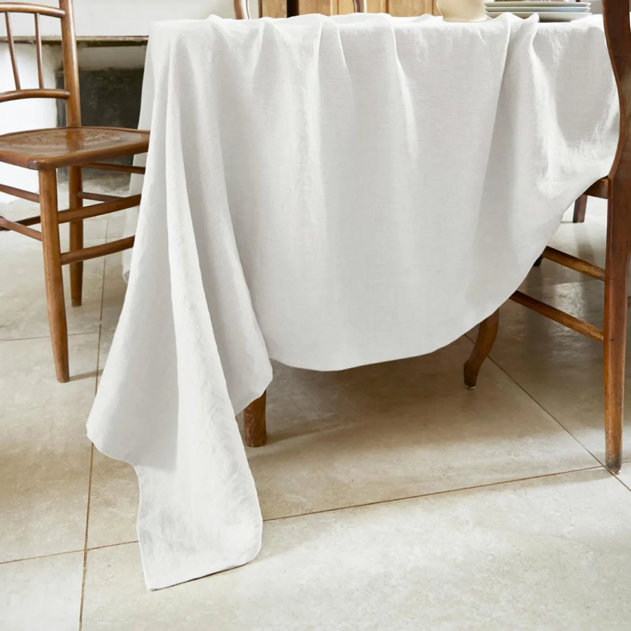 Nappe rectangulaire lin lavé (170 x 350 cm) Louise Blanche