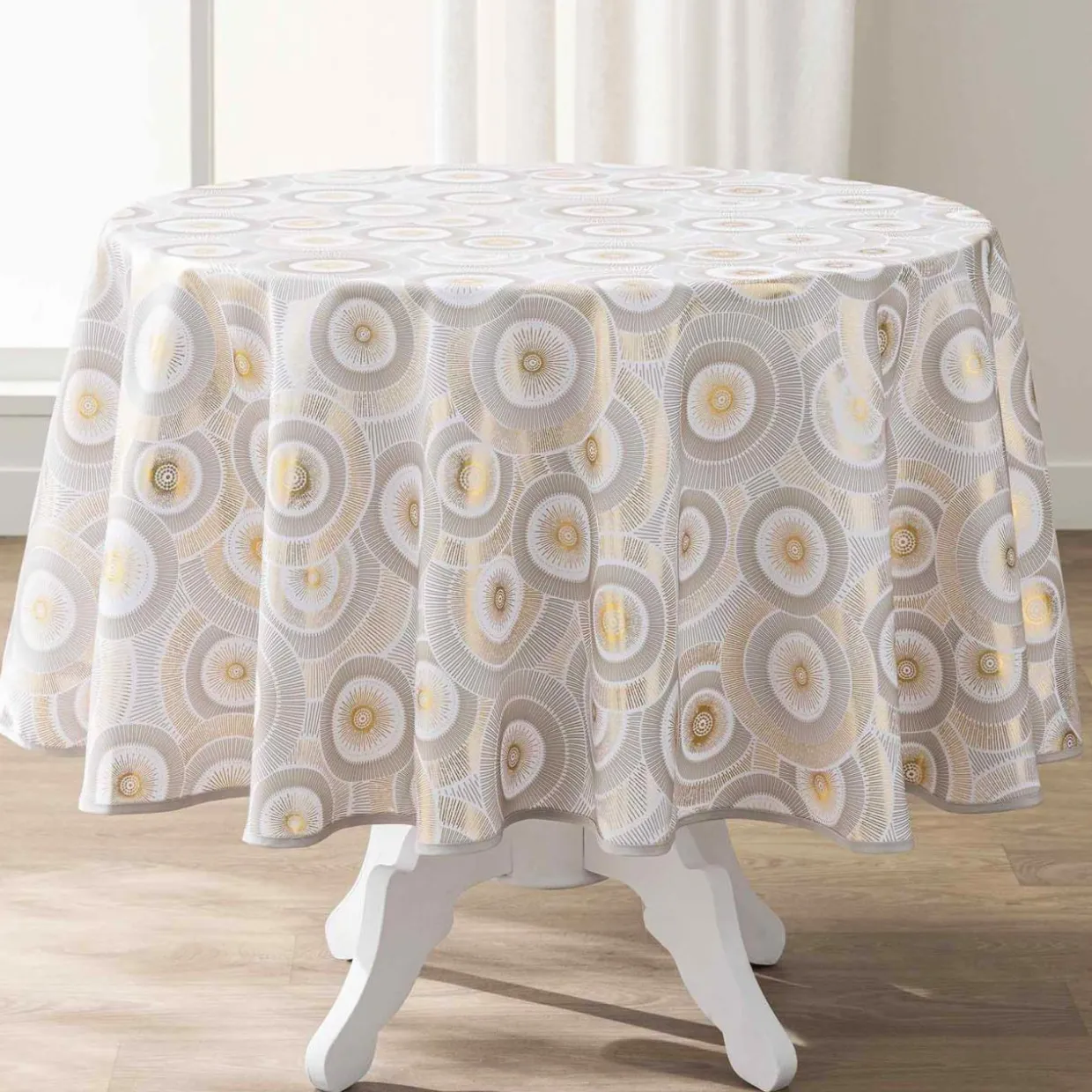 Nappe ronde antitache (180 cm) Eclipse Blanche