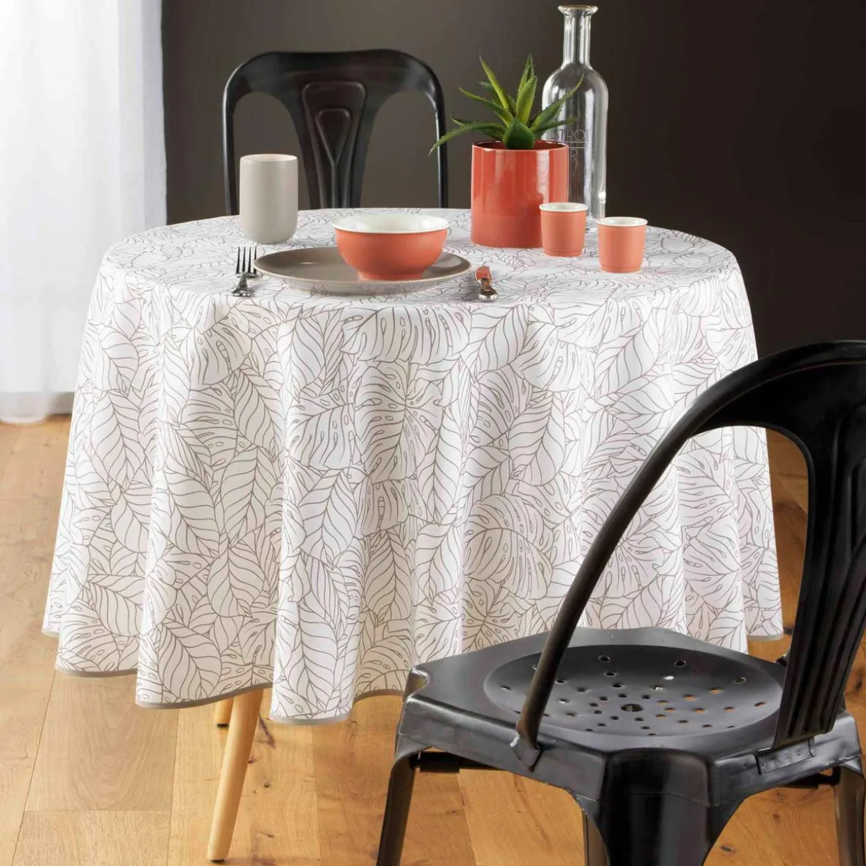 Nappe ronde anti-taches (D180 cm) Solea Blanche