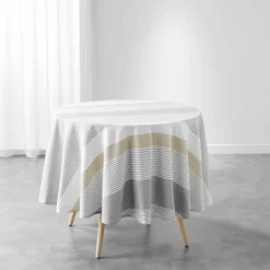 Nappe ronde coton tissé (180 cm) Iliade Blanche
