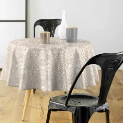 Nappe ronde enduite PVC (160 cm) Carella Blanche