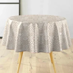 Nappe ronde enduite PVC (160 cm) Carella Blanche