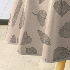 Nappe ronde enduite PVC (160 cm) Feuillys Beige