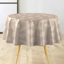 Nappe ronde enduite PVC (160 cm) Feuillys Blanche