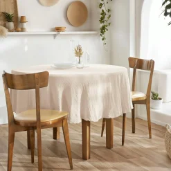 Nappe ronde gaze de coton (180 cm) Gaïa Rose poudré