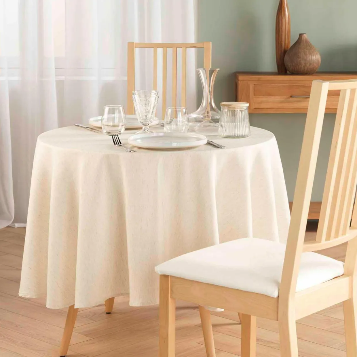 Nappe ronde lin (180 cm) Pauline Écru