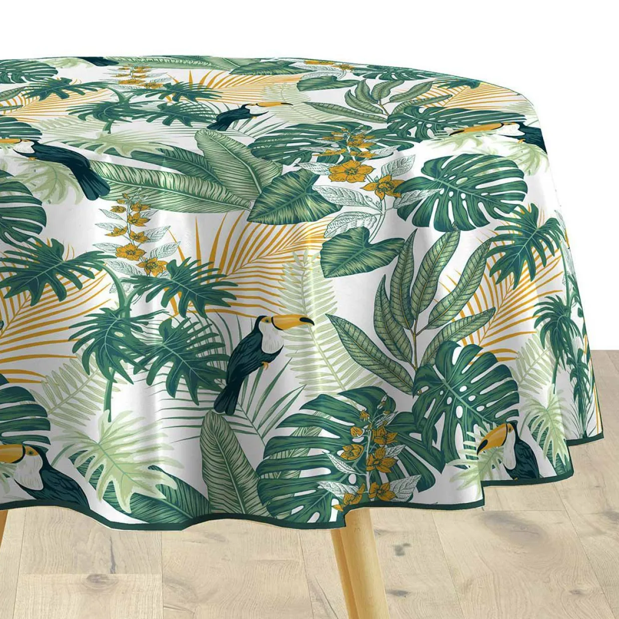 Nappe ronde tissu PVC (D160 cm) Guyana Verte