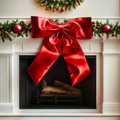 Nœud de Noël Géant (H80 cm) Shiny Rouge