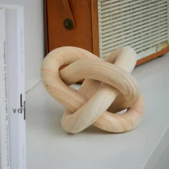 Nœud en bois à poser (15 x 15 cm) Chaîne Beige