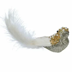 Oiseau sur clip à paillettes (H5 cm) Champagne