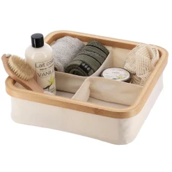 Organisateur carré pliable 4 compartiments (L30 x H10 cm) Purebamboo Ecru