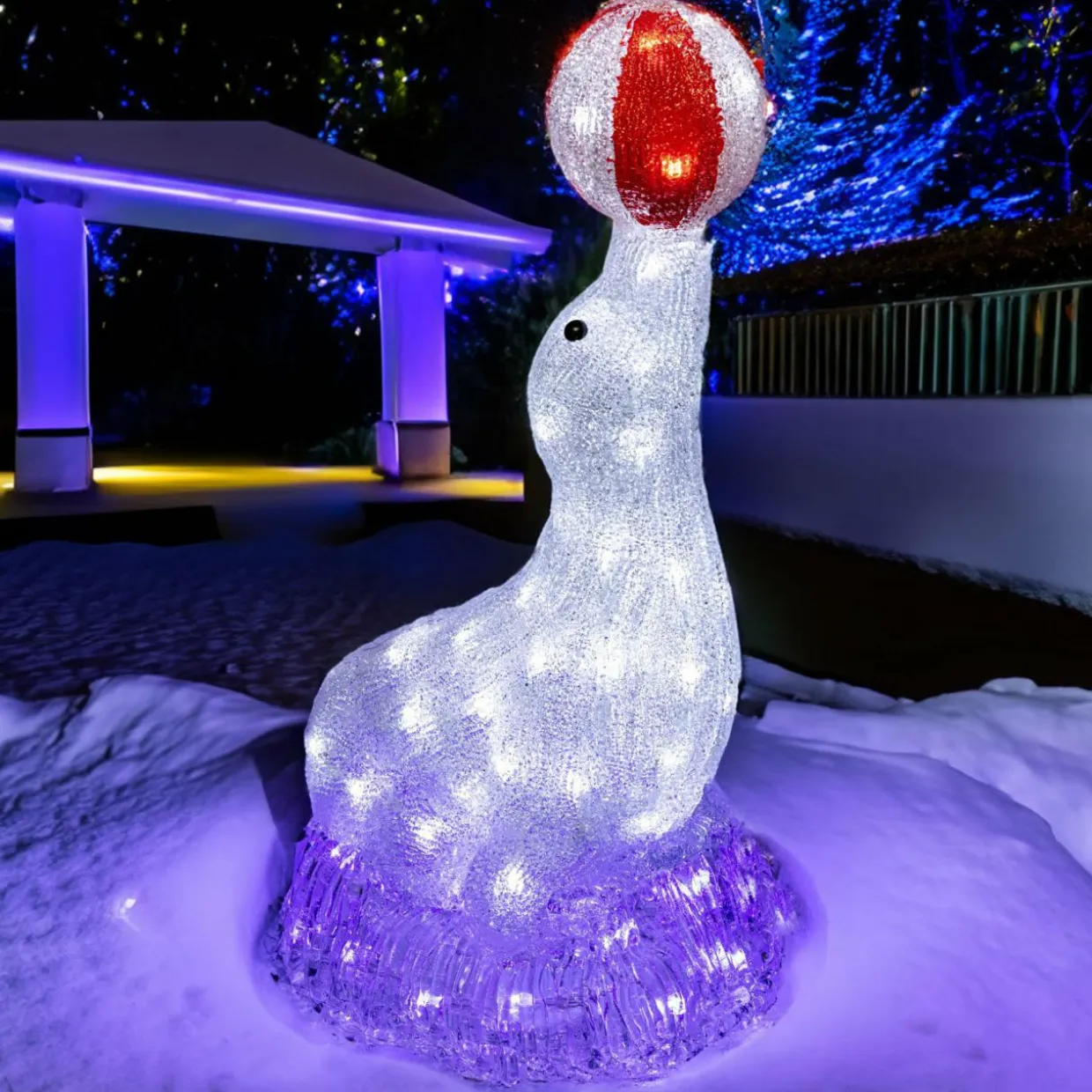 Otarie lumineuse 80 LED (H50 cm) Églantine blanc froid