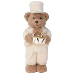 Ours de Noël debout (H41 cm) Tambour d'or Crème