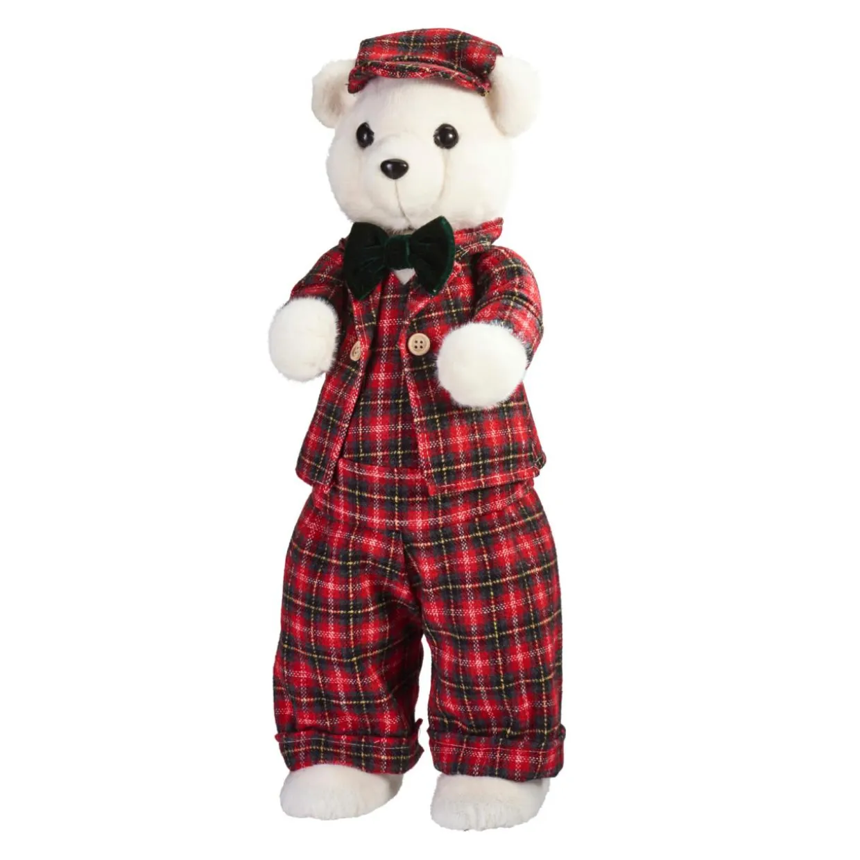 Ours de Noël (H52 cm) Teddy carreaux tartan Rouge