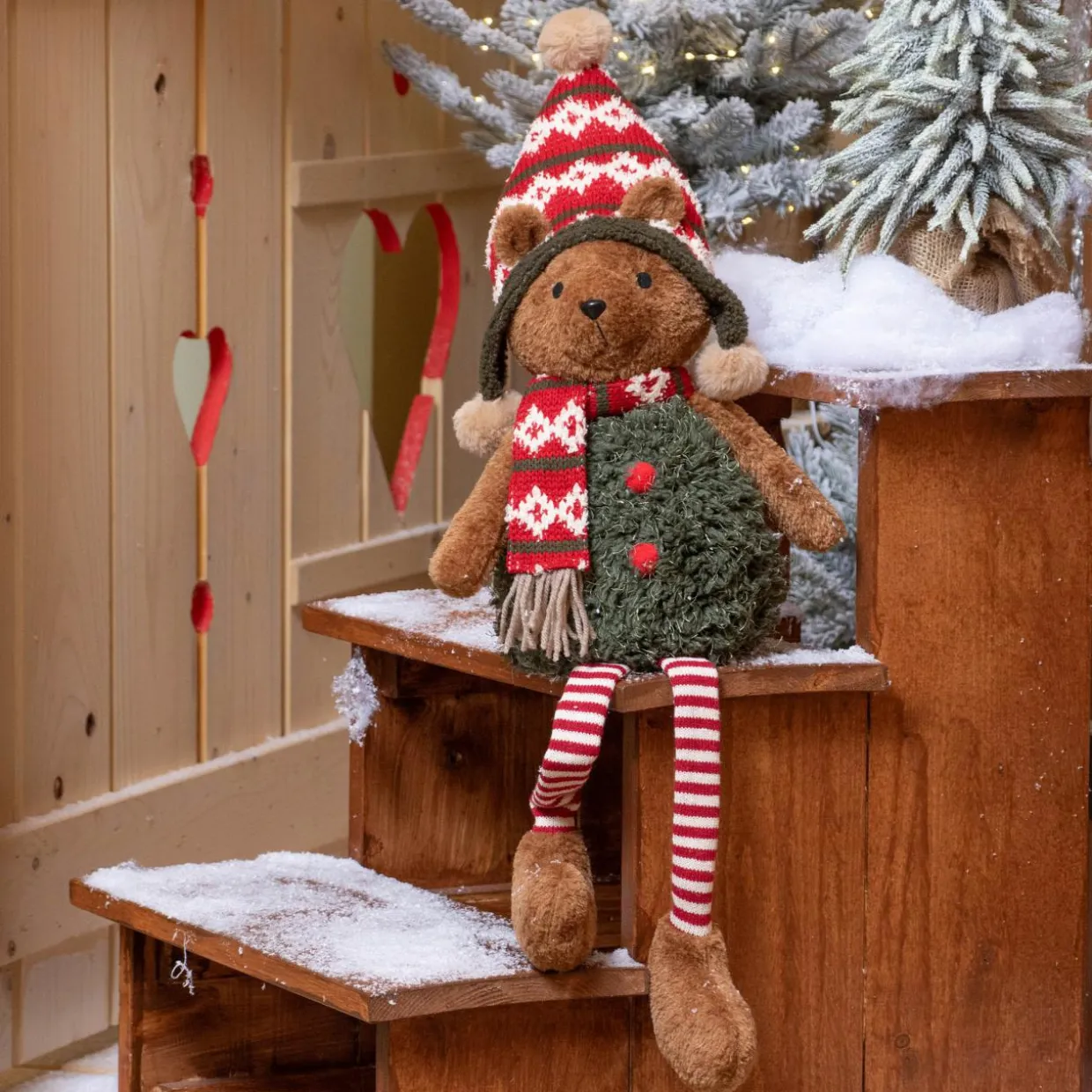 Ourson de Noël déco (H68 cm) Max à la montagne