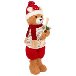 Ours peluche debout (H50 cm) Petit Skieur Rouge