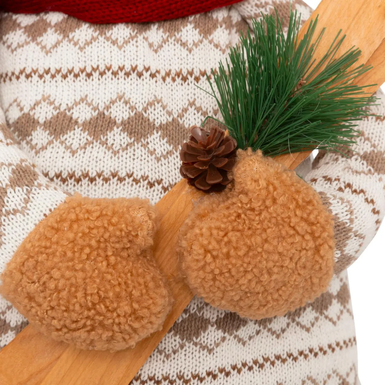 Ours peluche jambes téléscopiques (H95 cm) Petit Skieur Rouge