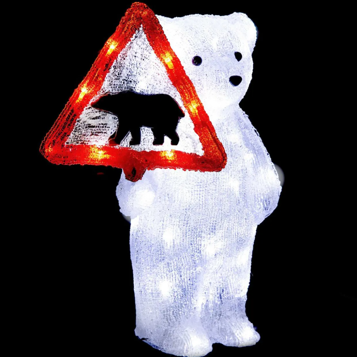 Ours polaire solaire 50 LED (H39 cm) Warning Blanc chaud