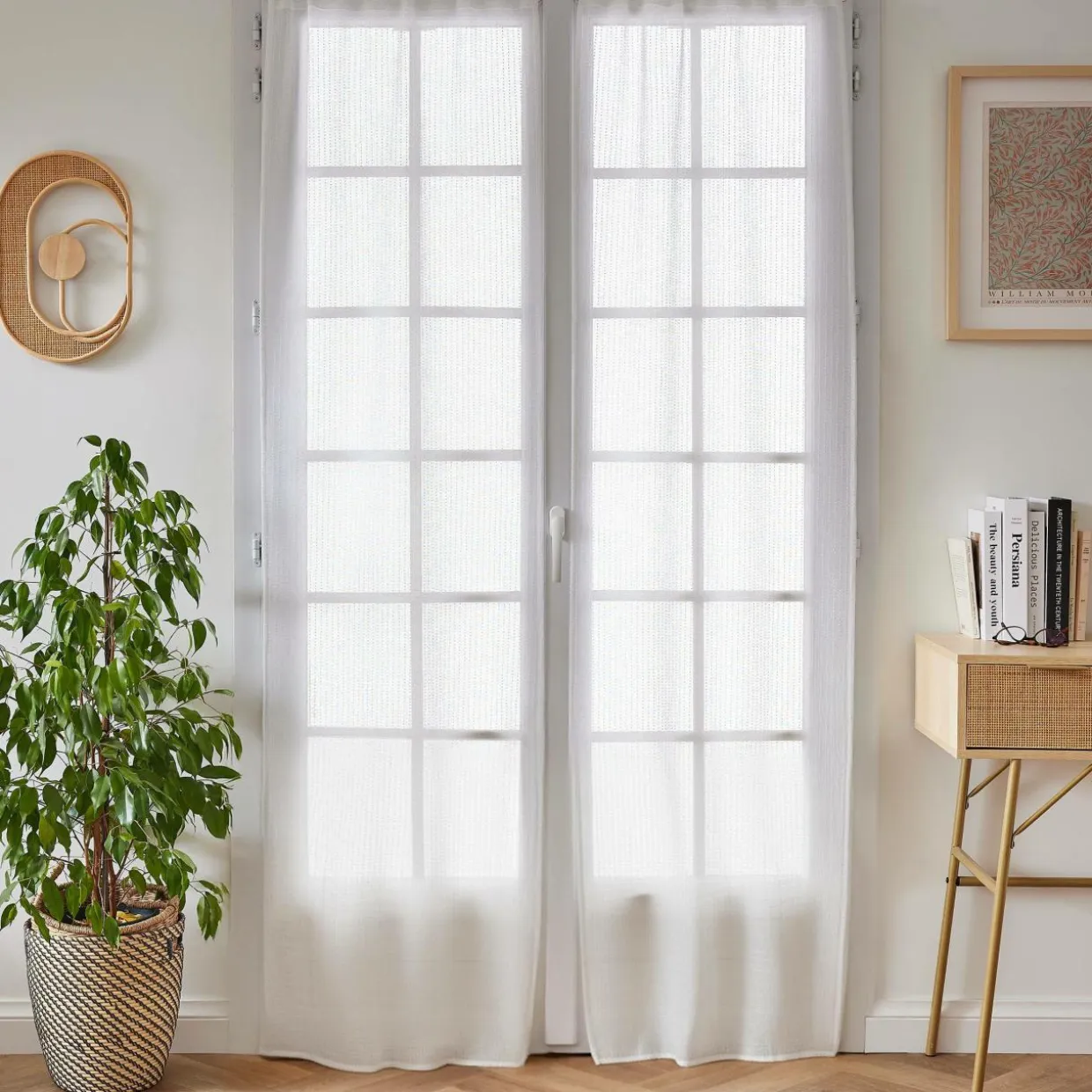Paire de voilages passe-tringle (70 x 200 cm) Arthur Blanc